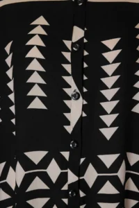 Trendyol Curve Black Midi Wide Cut Border Pattern Detailed Boho Weaving Plus Size Dress - Image 5