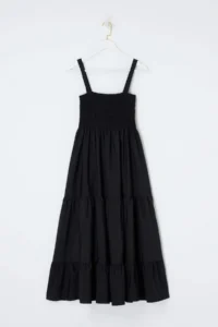 Trendyol Curve Black Plain A Cut Gipelli Square Neck Lined Maxi Weaving Plus Size Dress