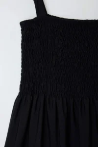 Trendyol Curve Black Plain A Cut Gipelli Square Neck Lined Maxi Weaving Plus Size Dress - Image 2