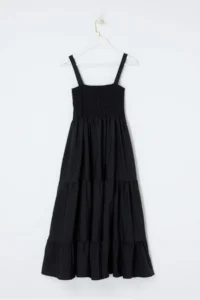 Trendyol Curve Black Plain A Cut Gipelli Square Neck Lined Maxi Weaving Plus Size Dress - Image 3