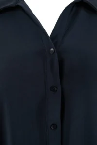 Trendyol Curve Navy Blue Modal Wide Cut Midi Weaving Shirt Dress - Image 5