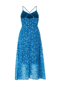 Trendyol Curve Mavi-Multicolored A Cut Lined Waist Detailed Floral Maxi Weaving Plus Size Dress - Image 2