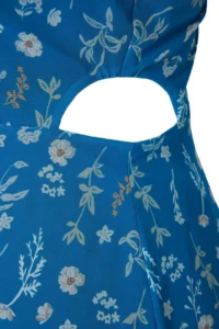 Trendyol Curve Mavi-Multicolored A Cut Lined Waist Detailed Floral Maxi Weaving Plus Size Dress - Image 3