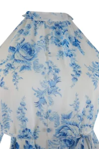 Trendyol Curve Ecru flower patterned A-Cut Boho Layered Lined Siphon Flight Flight Weaving Mini Dress - Image 5