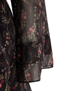 Trendyol Curve Black Crispy flower patterned Mini Siphon Lined Weaving Plus Size Dress - Image 7
