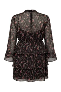 Trendyol Curve Black Crispy flower patterned Mini Siphon Lined Weaving Plus Size Dress - Image 8