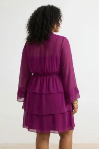 Trendyol Curve Plum Mini Siphon Lined Weaving Plus Size Dress - Image 3