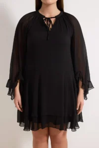 Trendyol Curve Black Siphon with flywheel Mini Weaving Plus Size Dress - Image 3
