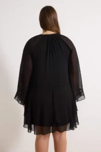 Trendyol Curve Black Siphon with flywheel Mini Weaving Plus Size Dress - Image 4