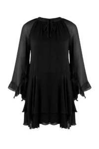 Trendyol Curve Black Siphon with flywheel Mini Weaving Plus Size Dress - Image 5