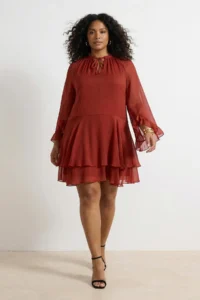 Trendyol Curve Brick Rejection Siphon with flywheel Mini Weaving Plus Size Dress