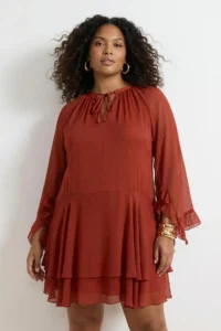Trendyol Curve Brick Rejection Siphon with flywheel Mini Weaving Plus Size Dress - Image 2