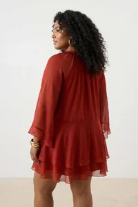 Trendyol Curve Brick Rejection Siphon with flywheel Mini Weaving Plus Size Dress - Image 3