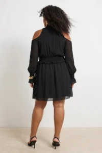 Trendyol Curve Black Siphon Weaving Mini Plus Size Dress - Image 3