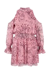 Trendyol Curve Pink Siphon animals Patterned Mini Weaving Plus Size Dress - Image 5