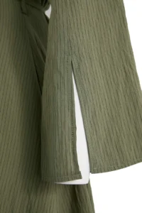 Trendyol Curve Khaki Striped Laced V-neck Mini Weaving Plus Size Dress - Image 4