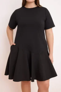 Trendyol Curve Black single jersey Weaving Plus Size Dress - Image 3