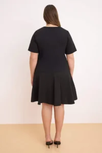 Trendyol Curve Black single jersey Weaving Plus Size Dress - Image 4
