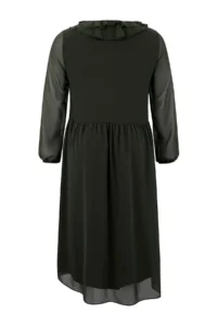 Trendyol Curve Khaki Siphon V-neck with flywheel Maxi Weaving Plus Size Dress - Image 7