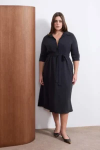 Trendyol Curve Wardrobe Essentials Black Modal Weaving Plus Size Shirt Dress - Image 2