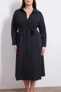 Trendyol Curve Wardrobe Essentials Black Modal Weaving Plus Size Shirt Dress - Image 4