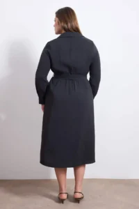 Trendyol Curve Wardrobe Essentials Black Modal Weaving Plus Size Shirt Dress - Image 5