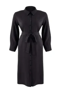 Trendyol Curve Wardrobe Essentials Black Modal Weaving Plus Size Shirt Dress - Image 6