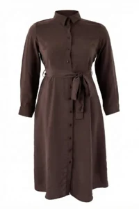 Trendyol Curve Wardrobe Essentials Brown Modal Weaving Plus Size Shirt Dress - Image 6