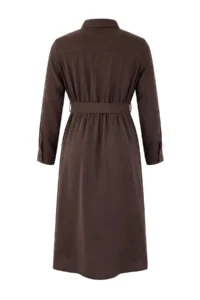 Trendyol Curve Wardrobe Essentials Brown Modal Weaving Plus Size Shirt Dress - Image 8