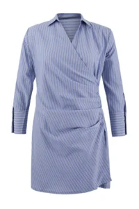 Trendyol Curve Mavi Mini Striped Weaving Plus Size Shirt Dress - Image 5