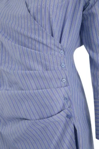 Trendyol Curve Mavi Mini Striped Weaving Plus Size Shirt Dress - Image 6