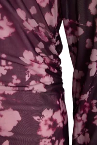 Trendyol Curve Burgundy flower patterned A-line Mini Knitting Plus Size Dress - Image 6