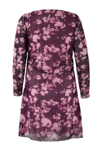 Trendyol Curve Burgundy flower patterned A-line Mini Knitting Plus Size Dress - Image 8