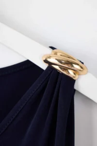 Trendyol Curve Navy Blue Asymmetric Yaka Accessory Detailed Knitting Plus Size Dress - Image 7