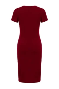 Trendyol Curve Burgundy Dog collar Node Detailed Midi Size Knitting Plus Size Dress - Image 8