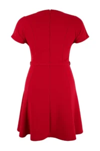Trendyol Curve Rejection Crew Neck Belted skater Short/Mini Knitting Plus Size Dress - Image 6