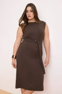 Trendyol Curve Brown Modal Soft Touch Flowy Knitting Plus Size Dress - Image 2