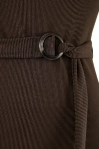 Trendyol Curve Brown Modal Soft Touch Flowy Knitting Plus Size Dress - Image 6