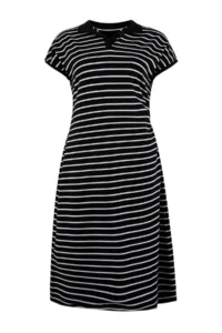 Trendyol Curve Black Striped Polo Shirt Collar A-line Midi Knitting Plus Size Dress