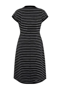 Trendyol Curve Black Striped Polo Shirt Collar A-line Midi Knitting Plus Size Dress - Image 3