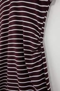 Trendyol Curve Burgundy Striped Polo Shirt Collar A-line Midi  Knitting Plus Size Dress - Image 2