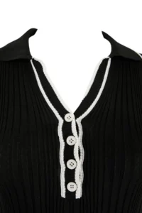 Trendyol Curve Black Polo Shirt Collar Bodysuit hugging Knit Dress - Image 2