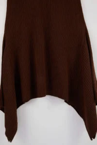 Trendyol Curve Brown V-neck Ribbed Mendil Etekli Thin Knit Dress - Image 2