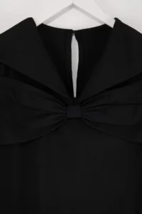 Trendyol Curve Black Front with bow Flexible Mini Weaving Plus Size Dress - Image 5