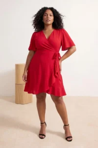Trendyol Curve Rejection Mini Double breasted Lined Weaving Plus Size Dress - Image 2