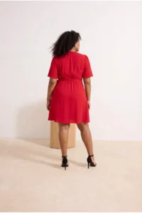 Trendyol Curve Rejection Mini Double breasted Lined Weaving Plus Size Dress - Image 3