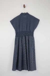 Trendyol Curve Navy Blue Striped Gipelli Midi Weaving Plus Size Shirt Dress - Image 7