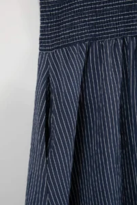 Trendyol Curve Navy Blue Striped Gipelli Midi Weaving Plus Size Shirt Dress - Image 8