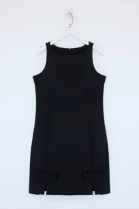 Trendyol Curve Black Mini A-line Bow Detailed Weaving Plus Size Dress