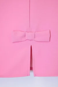 Trendyol Curve Pink Mini A-line Bow Detailed Weaving Plus Size Dress - Image 2